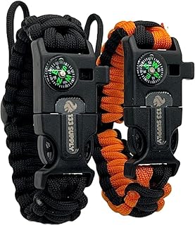 Paracord Bracelet Compass Hiking Survival Emergency Whistle Fire Starter Kit Camping Gear Hiking Essentials Fishing Hunting Accessories EDC Backpacking Gear Tactical Survival Gear Equipment product image
