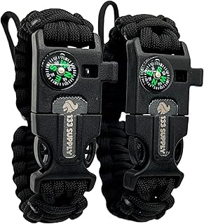 Paracord Bracelet Compass Hiking Survival Emergency Whistle Fire Starter Kit Camping Gear Hiking Essentials Fishing Hunting Accessories EDC Backpacking Gear Tactical Survival Gear Equipment product image