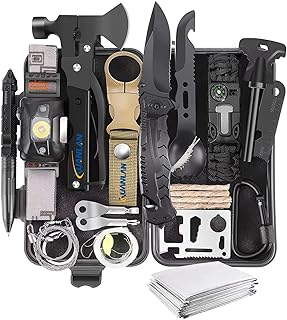XUANLAN Emergency Survival Kit, Outdoor Survival Gear Tool with Survival Bracelet, Fire Starter, Whistle, Wood Cutter, Water Bottle Clip, Pen (29 in 1) product image