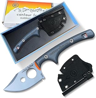 OUTDOOR ELEMENT Contour Feather Adventure Survival Knife - Fixed Blade, Hunting, Camping Knife with Fire Starter, Sharpener, Whistle, Hex Driver, Sheath - Full Tang, VG10 Steel, Belt Clip product image