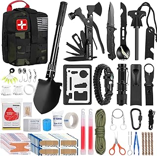 LUXMOM Gifts for Men Dad Christmas, Survival Kit and First Aid Kit, 142 Pcs Survival Gear and Equipment with Molle Pouch, Camping Essentials for Men Outdoor Adventure product image
