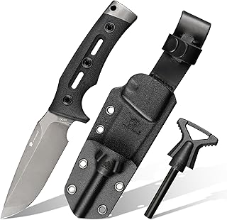 HX OUTDOORS Fixed Blade Knife with Fire Starter, Premium DC53 Steel Full Tang Tactical Knives for Men, Bushcraft Survival Camping Knife with Kydex Sheath for EDC, Outdoor (Gray) product image