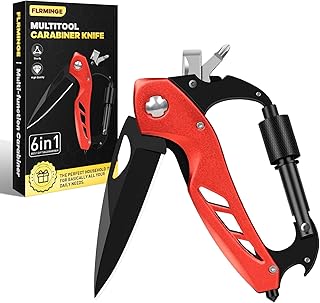 Multitool Carabiner with Pocket Knife, Survival Gear for Camping Hiking，EDC Carabiners Keychain with Folding Knives, Bottle Opener, Window Breaker and Screwdriver, Stocking Stuffers Gifts for Men… product image