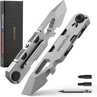 EDC Pry Bar Multitool with Bi-Directional Ratchet Screwdriver & Everlasting Pen, Wrenches, Crowbar, Bottle and Box Openers - Your Versatile Companion for Everyday Carry and Camping Accessories product image