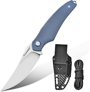 Harnds Shark Outdoor Knife Fixed Blade with Kydex Sheath D2 Steel Blade Ideal Camping Premium Survival Bushcraft (Gray - Satin) product image