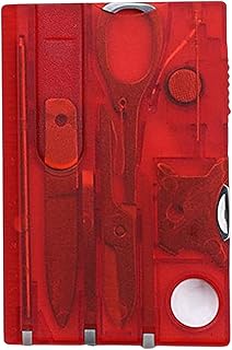 Red Outdoor Survival Bottle Opener Card Multi Tool Outdoor Barbecue Knife Camping Tool Hiking LED Light Magnifier Tool Gear Multitools,Multitools and Accessories product image