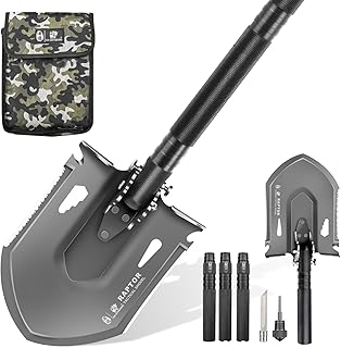 HX OUTDOORS Survival Tactical Shovel, Multifunctional Folding Camping Shovels, Foldable Camp Shovel with Aluminium Alloy Handle (Black) product image