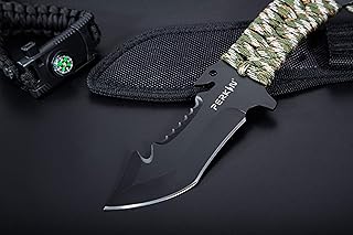 Perkin Handmade Fixed Blade Hunting Knives with Sheath-Full Tang Bushcraft Fixed-Blade Knives for Outdoor, Camping, Survival Tactical, Fighting, Hiking Knife with Gut Hook-Unisex Adults product image