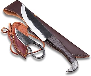 LEONA CRAFT® Viking Knife Set 10” Hand-Forged Carbon Steel Norse Knife with Leather Sheath – Outdoor Camping Hunting Carving Utility Knife, Celtic Design Survival & Hiking Cutting Tool product image