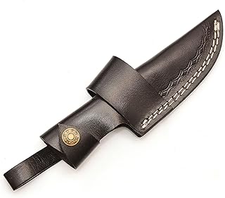 Handmade Genuine Cowhide Leather Knife Sheath - Horizontal Compact Carry Knife Belt Loop with Buckle - Heavy Duty Universal Knives Cover or Sleeves product image