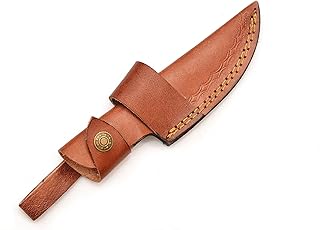Handmade Genuine Cowhide Leather Knife Sheath - Horizontal Compact Carry Knife Belt Loop with Buckle - Heavy Duty Universal Knives Cover or Sleeves product image
