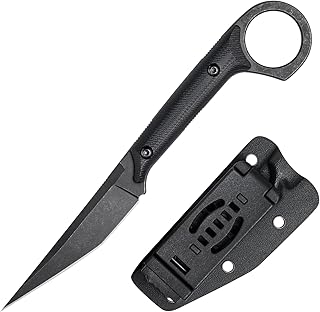 Fixed Blade Knife, D2 Steel Blade and G10 Handle, Utility EDC Knife for Outdoor Survival Hiking Camping with Kydex Sheath OS1221 (Black) product image
