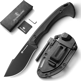 7.68" EDC Survival Knife with Fire Starter L-Y, Small EDC Full Tang Fixed Blade Knife with Sheath, Belt Clip, Full Black product image