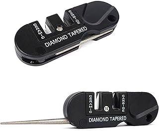 Pocket Knife Sharpener & Survival Tool,Preset Carbide and Ceramic Stone Sharpeners Fold-Out Diamond Coated Rod Outdoor Hunting Knife & Hook Sharpener, Handheld, Compact, Lightweight, Multiuse product image