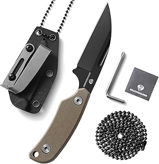 Small Neck knife with Sheath, Full Tang Fixed Blade Knife with D2 Steel Blade, G10 Handle, Ergonomic Design for EDC, Camping, Hiking, and Survival product image