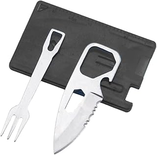 Pocket Credit Knife and Fork Ultra thin Camping Utensils,Stainless Steel Outdoor Survival Multipurpose Tool with Measuring Ruler Bottle Opener,4 in 1 Tool Kit Pocket Tools product image
