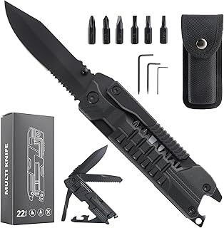 Multitool Knife with Nylon Pouch, 22 in 1 EDC Multi Tools with Fire Starting Sticks, Bottle Opener, Whistle, Pocket Knife and Window Breaker, Perfect for Survival, Outdoor and Everyday Use product image