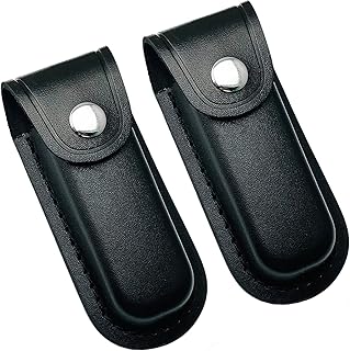 2 Pcs Pocket Knife Sheath, 4" Folding Knife Belt Sheath Leather Pocket Knife Sheath Holster Knife Pouch with Snap Closure and Belt Loop for Outdoor Climbing, Camping, Cycling, Hiking, Black product image