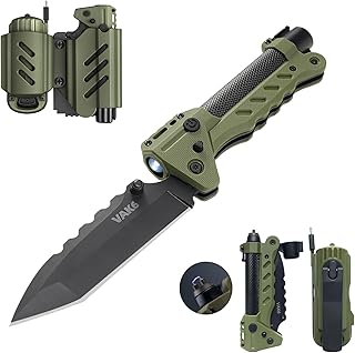 VIPERADE VAK6 Survival Multitool with Folding Knife, LED Flashlight, Pulse Ignition and Hand Crank Generator, Camping Multitool Knife Rechargeable Flashlight with Belt Sheath (Green) product image