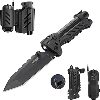 VIPERADE VAK6 Survival Multitool with Folding Knife, LED Flashlight, Pulse Ignition and Hand Crank Generator, Camping Multitool Knife Rechargeable Flashlight with Belt Sheath (Black) product image