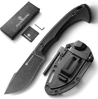 Survival Knife with Fire Starter L-Y, 7.68" Tactical Small Fixed Blade EDC Knife for Men, Full Tang, Stonewashed Black Blade & Black Handle product image
