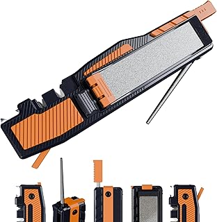Orange Ninja Pocket Field Knife Sharpener – 8-in-1 Camping & Hunting EDC Knife Sharpener with Guided Diamond Whetstones, Leather Strop, Fire Starter & Diamond Rod product image