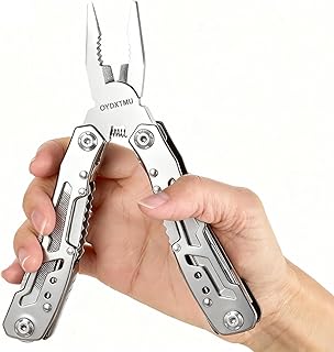 Outdoor 25-In-1 Mini Multitool plier,Portable EDC Gear with Safety Locking,Nylon Sheath,All-in-One Utility for Camping Hiking Survival,Birthday/Christmas Gifts for Dad Husband Boyfriend - silver product image