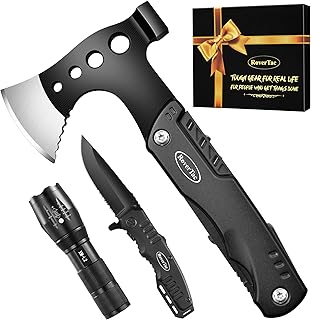 RoverTac Camping Gear Survival Tools Kit Multi Tool Set, 11-in-1 Multitool Axe, High Lumen LED Flashlight, Pocket Knife - Perfect for Camping Survival Hiking Fishing, Tools Gifts for Men. product image