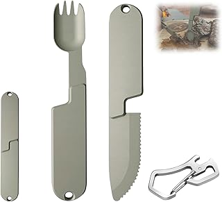 Kopak 2 In 1 Camping Eating Utensils Set,CReusable Magnetic Camping Utensils Set,Portable Detachable Folding Fork Spoon For Travel Picnic,Outdoor Survival,Hiking(1) product image