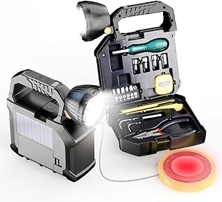 LED Searchlights Spotlight,15- In-1 Multi-Functional Tool Kits, 20000LM 5 Modes Rechargeable LED Flashlight with Tool Sets Tape Measure Knife Screwdriver Handle for Home Outdoor Emergency product image