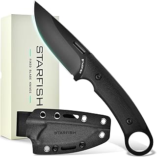 STARFISH 3.2” Full Tang Fixed Blade Knife, DC53 Steel Titanium Coating Blade G10 Handle Bowie Knives with Sheath for Camping, Hiking, Survival product image