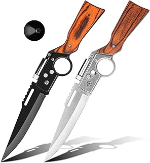 2 Pcs Pocket Knife Ak47 Folding Knife Stainless Steel Blade Lightweight Wooden Handle, Gifts for Men product image