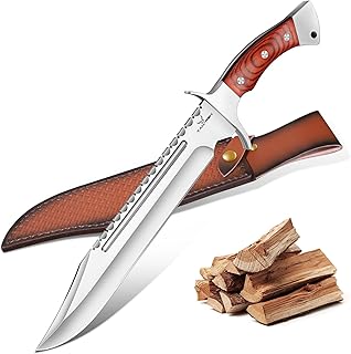 TAN REN Machete Survival Knife for Cutting Trees Heavy Duty Hunting Knives with Leather Sheath, Camping Bushcraft Knife with Wood Handle, Outdoor Machete for Men product image