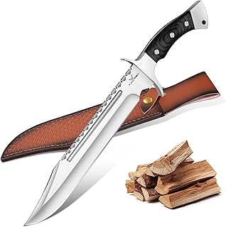 TAN REN Machete Survival Knife for Cutting Trees Heavy Duty Hunting Knives with Leather Sheath, Camping Bushcraft Knife with Wood Handle, Outdoor Machete for Men product image