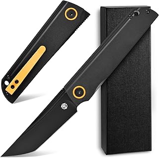 FF15 Folding Pocket Knife, AUS-10 Steel Blade G10 Handle EDC Tool Knife Pocket Clip for Men Women Outdoor Camping, Hunting, Survival(Black) product image