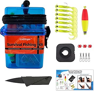 Mini Survival Fishing Kit Small Emergency Fishing Gear Box Pocket Fishing Tackle Travel Fishing Shoebox Surf Survivalist Fishing Accessories Pack Gifts for Fishing Starter Men product image