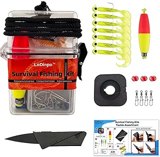 Mini Survival Fishing Kit Small Emergency Fishing Gear Box Pocket Fishing Tackle Travel Fishing Shoebox Surf Survivalist Fishing Accessories Pack Gifts for Fishing Starter Men product image