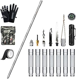 15-in-1 Tactical Walking Stick with Spear & Knife & Flashlight & Thermal Gloves & Anti-Slip Tape, Multitool Survival Hiking Stick, Self Defense Trekking Pole for Outdoor Adventures, Camping, Hunting product image