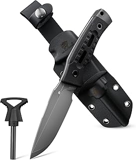HX OUTDOORS Fixed Blade Camping Knife with Fire Starter, Premium DC53 Steel Full Tang Bushcraft Survival Knife with Kydex Sheath for EDC, Outdoor, hunting, Hiking product image