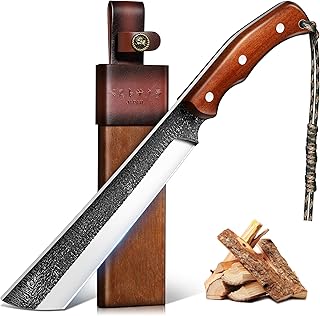 Purple Dragon Japanese Machete Knife for Cutting Trees Heavy Duty, Full Tang Survival Machete with Wooden Sheath for Gardening, Camping, Bushcraft & Yard Work, Gifts for Outdoor Men Women product image