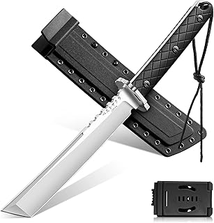 Purple Dragon Japanese Fixed Blade Knife with Sheath - D2 Steel Tanto Knife, Cool Survival Knives with Full Tang Handle, Camping Knives for Bushcraft Outdoor, Gifts for Men product image