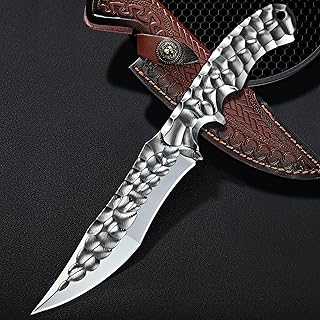 Purple Dragon Fixed Blade Knife with Sheath, Full Tang Survival Knife, Silver Bushcraft Knives for Outdoor Camping, Hiking, Gift for Men product image