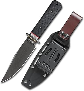 DC53 Steel Fixed Blade Hunting Knife with Sheath - Tactical EDC Knife for Men, Essential for Outdoor Survival Camping Hiking (Black Stone Wash) product image