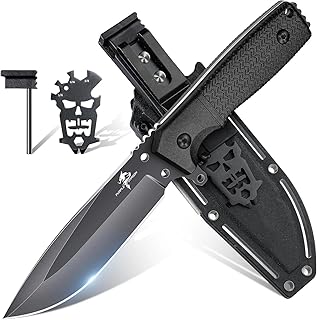 Purple Dragon Fixed Blade Knife with Kydex Sheath Black Outdoor Knives for Camping with Ergonomic Handle Durable Kydex Sheath, Gifts for Men product image