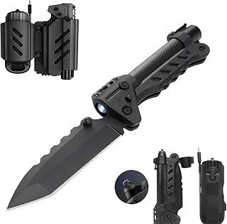 Kaito Voyager Survivor 3” Survival Knife with Crank Dynamo Arc Ignition Fire Starter Waterproof Handle Multi-Tool Design for Camping Emergency Self-Defense (Black) product image