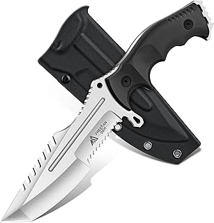 Freelander Fixed Blade Knife D2 Steel, Full Tang Survival Knife with Kydex Sheath, Outdoor Bushcraft Knives with Ergonomic Handle, Camping Survival Knives for Men, Plain & Serrated Edge product image
