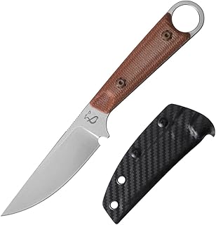 Fixed Blade Knife with Sheath,3.22inch 14C28N Steel Blade Knives,EDC Knife Micarta Handle with Full Tang Design Knives for Outdoor,Gift for Men(Brown) product image