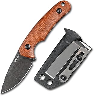 Knives DC53 Steel Tactical Hunting Small Fixed Blade Knife Micarta Handle with kydex sheath for Men EDC Outdoor Camping Survival (Black + Yellow) product image