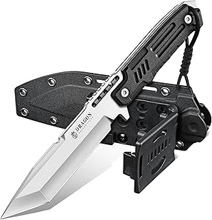 Dragon Creek Fixed Blade Knife - Outdoor Survival Knife for Camping Hiking Gift Men Silver product image