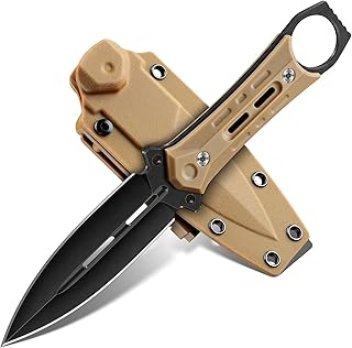 Freelander Fixed Blade Knife with Sheath - D2 Steel Survival Knife, Full Tang Camping Knives with Anti-Slip Grip Handle for Bushcraft & Outdoor Adventures, Gifts for Men Khaki product image